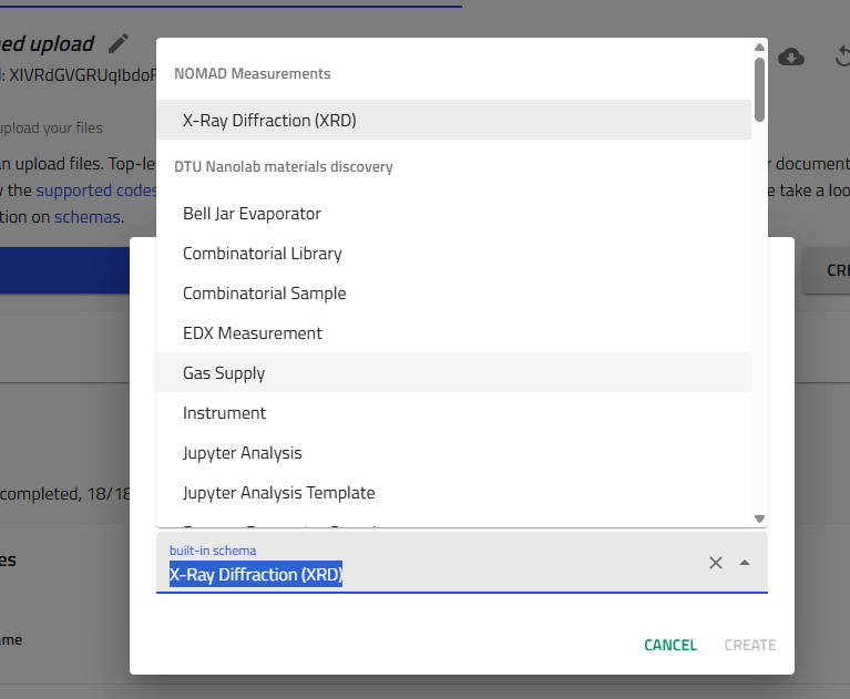 Schema selection dropdown